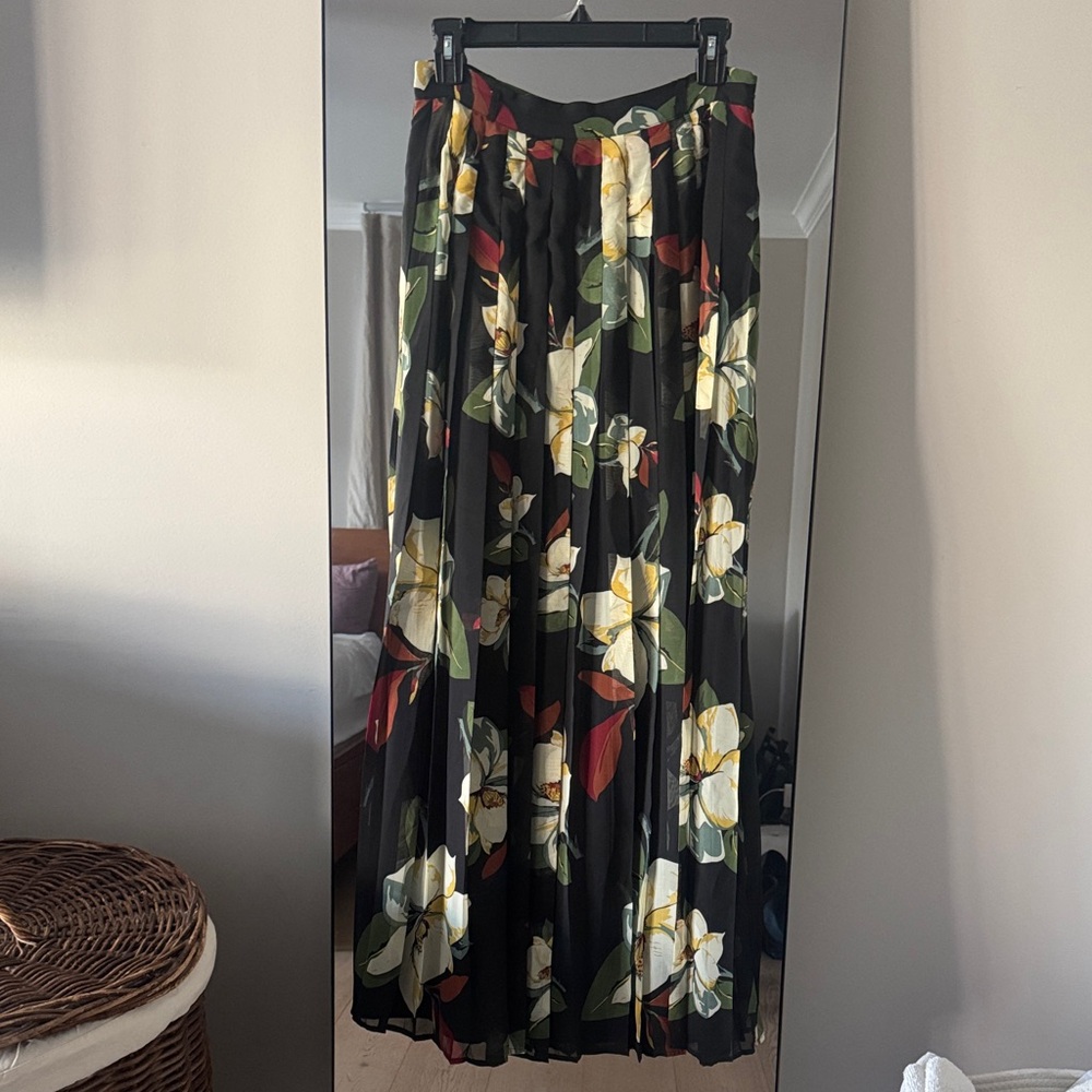 Modcloth Black Maxi Skirt with Floral Design